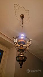 Lampadario D'Epoca in Ottone Stile Liberty