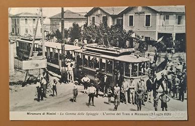 Cartolina Miramare (Rimini) inaugurazione tram
