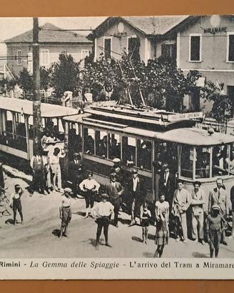 Cartolina Miramare (Rimini) inaugurazione tram