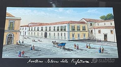 Gouache Palazzo  Prefettura Avellino R. Verde