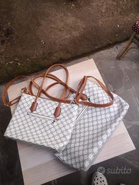 Coppia Borse donna  beige e marrone con tracolla