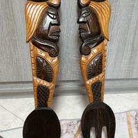 Posate decorative in legno da parete 