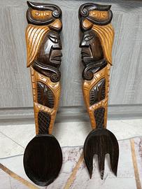 Posate decorative in legno da parete 