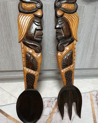 Posate decorative in legno da parete 