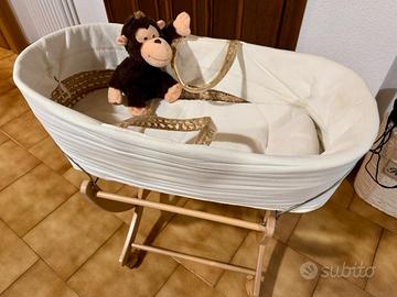 Cesta - culla per neonato in vimini con ruote