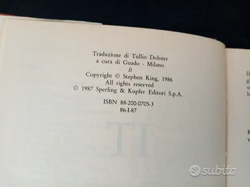 IT, Stephen King, prima edizione italiana (1987). - Libri e Riviste In  vendita a Torino