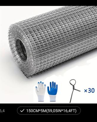 Rete metallica zincata 150x5 m NUOVA – rotolo