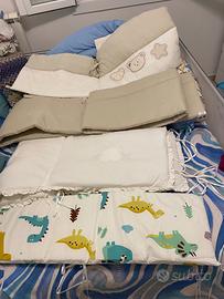 4 paracolpi e 1 piumino culla