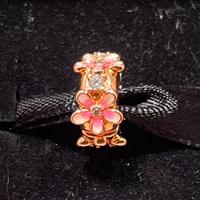 Charm pandora fiore oro clip originale gioiello
