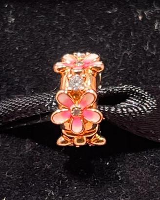 Charm pandora fiore oro clip originale gioiello