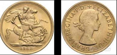 Moneta sterlina Elisabetta oro 1968