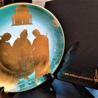 piatto decorato arte orafa, oro 24 k