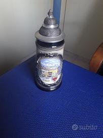 Boccale da birra tedesco in ceramica Vintage 
