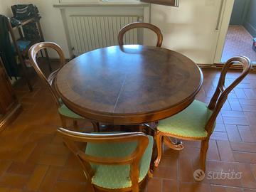 Tavolo rotondo con 4 sedie legno massello