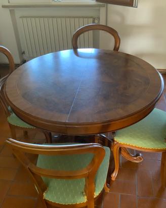 Tavolo rotondo con 4 sedie legno massello