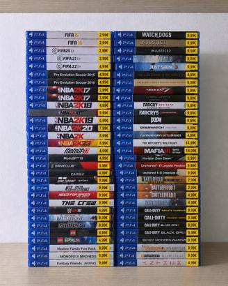Set Giochi PlayStation 4 e 5. Prezzi in foto.