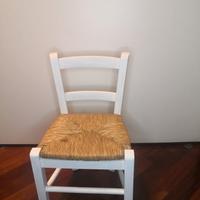 Sedia legno bambino in paglia in stile Shabby Chic