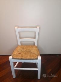 Sedia legno bambino in paglia in stile Shabby Chic