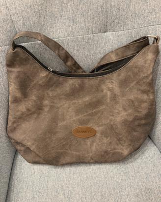 Borsa a spalla grigia capiente stile casual