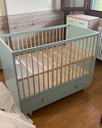 Lettino con cassetto, celeste, 70x140 cm per bimbi