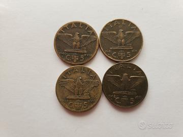 5 CENTESIMI 1939 1940 1941 1942 REGNO D'ITALIA 
