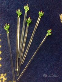 6 bastoncini -miscelatori in vetro per bibite