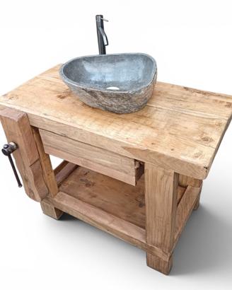 Banco da falegname con lavabo per bagno