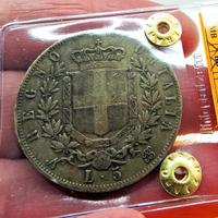 REGNO ITALIA -VITTORIO EMANUELE II 5 LIRE 1864 - N