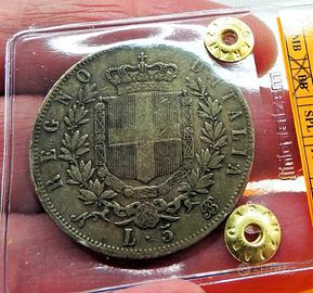 REGNO ITALIA -VITTORIO EMANUELE II 5 LIRE 1864 - N