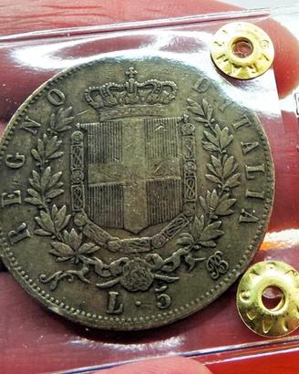 REGNO ITALIA -VITTORIO EMANUELE II 5 LIRE 1864 - N