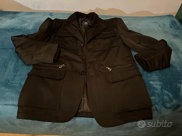 Blazer elegante nero imperm. giacca formale L / 50