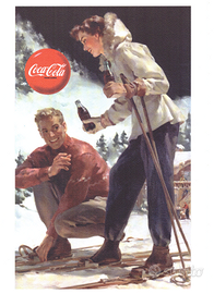 Stampa pubblicitaria retrò Coca Cola su cartoncino