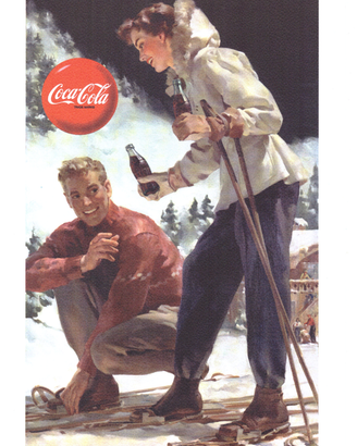 Stampa pubblicitaria retrò Coca Cola su cartoncino