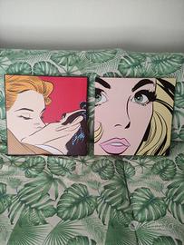 Coppia quadretti canvas Pop Art Roy Lichtenstein