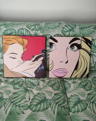 Coppia quadretti canvas Pop Art Roy Lichtenstein