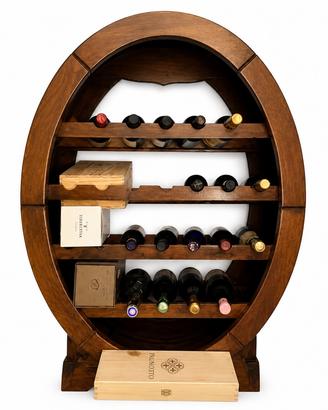 Portabottiglie a botte in legno
