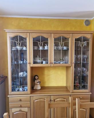 Cucina angolare classica in legno + Credenza/Vetri