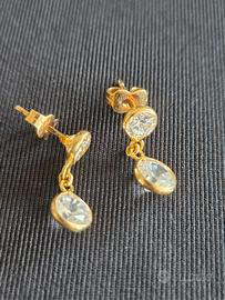 Orecchini Oro con Pietre Trasparenti