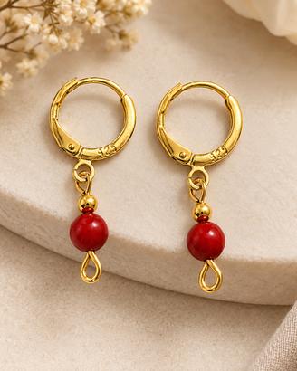 Orecchini corallo rosso argento 925 placcati oro