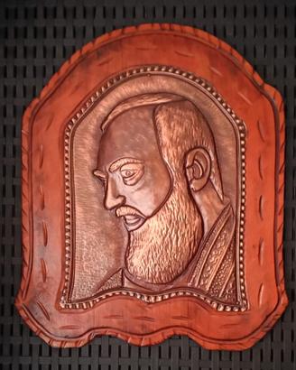 Immagine in rame di Padre Pio su legno