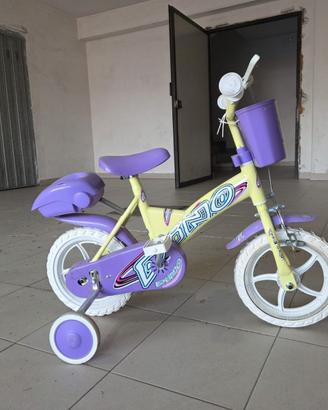 Bicicletta bambina 12" con rotelle, cestino e acce