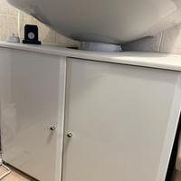 Mobile bagno bianco lucido per lavandino a colonna