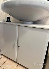 Mobile bagno bianco lucido per lavandino a colonna