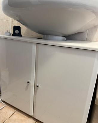 Mobile bagno bianco lucido per lavandino a colonna