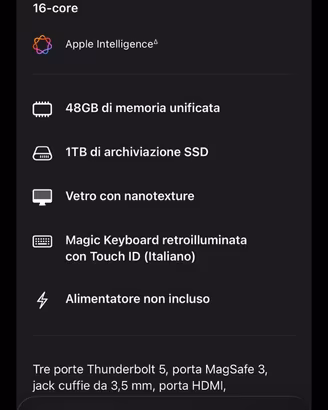 MACBOOK 16’ M5 pro 18/20 core 48GB 1TB nanotexture
