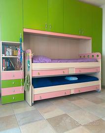 Cameretta a ponte con letto a castello e estraibil