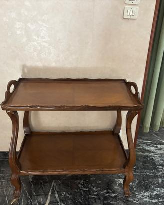 Carrelli in legno con ruote, 2 ripiani