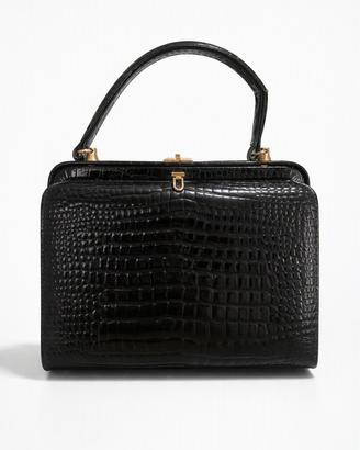 Borsa nera effetto coccodrillo - manico rigido