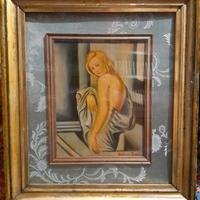 Ritratto femminile vintage con cornice antica