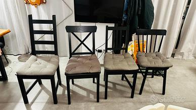 3 Set Sedie Ikea Legno Nero